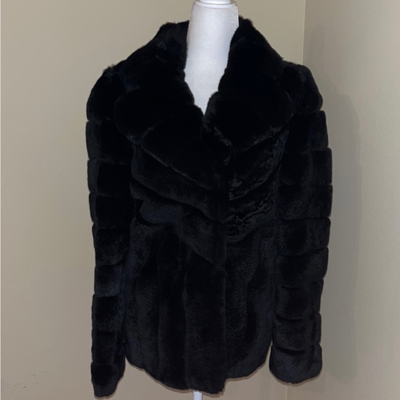 Gorski Fur Jacket Rex Rabbit Black *real fur* notch collar XS - Picture 4 of 16